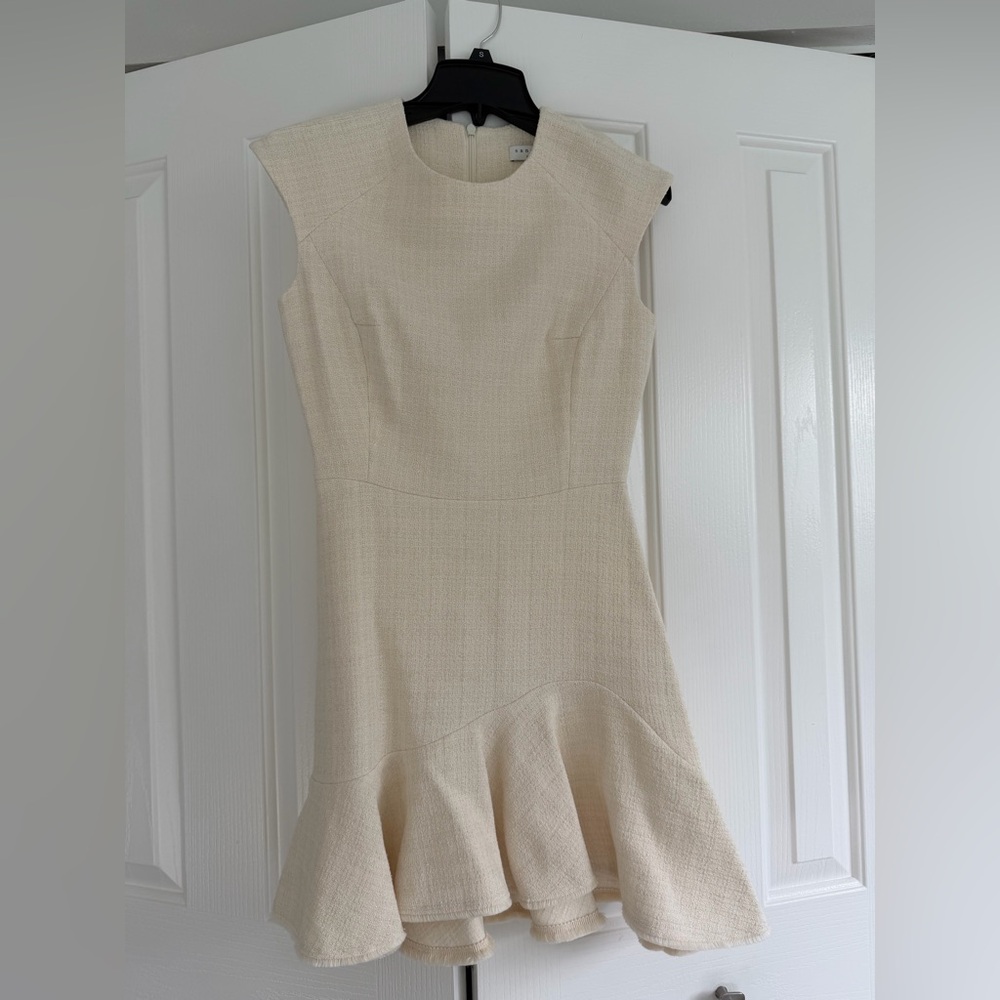 NWT Ecru Frayed Tweed Mini Dress Sandro - Picture 1 of 3